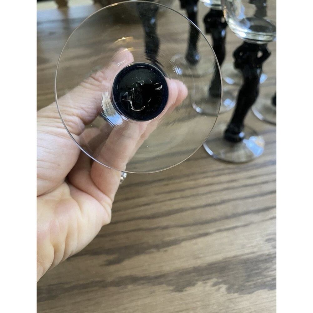 Vintage Cambridge Glass Co #3011 Black Statuesque Nude Stem Cocktail Glasses (3) - Picture 7 of 9